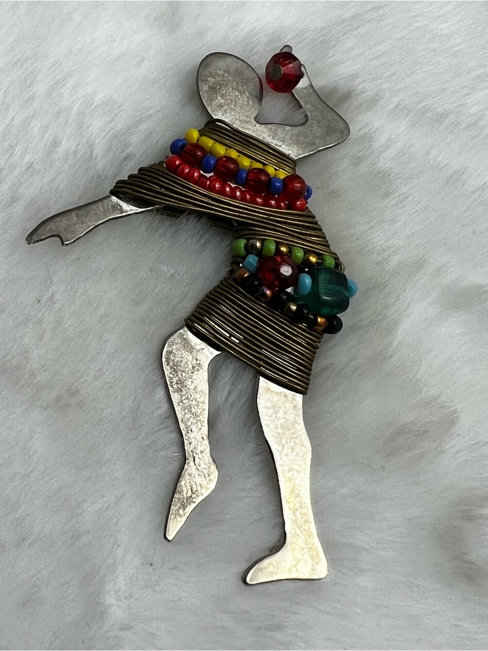 Vintage LizTech Inspired "Leaper Dancer" Mixed Media Brooch Pin